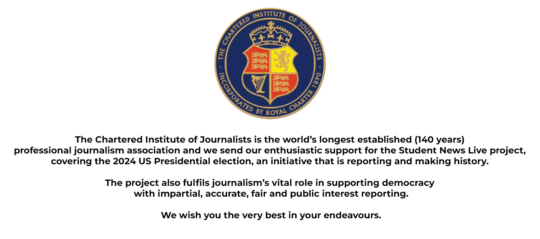 SNL-CIoJ The Chartered Institute of Journalists in the UK endorses Student News Live